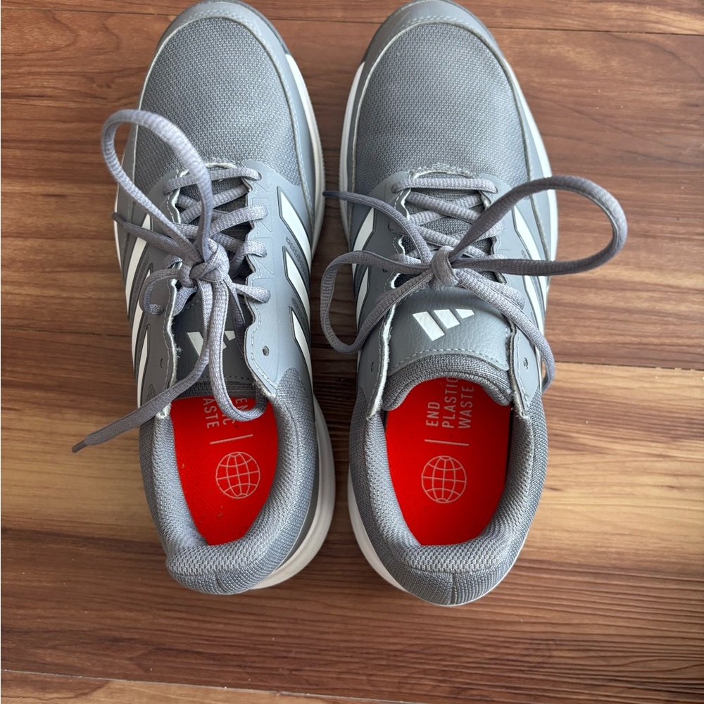 adidas Kids Gray and White Cleated Golf Sneakers